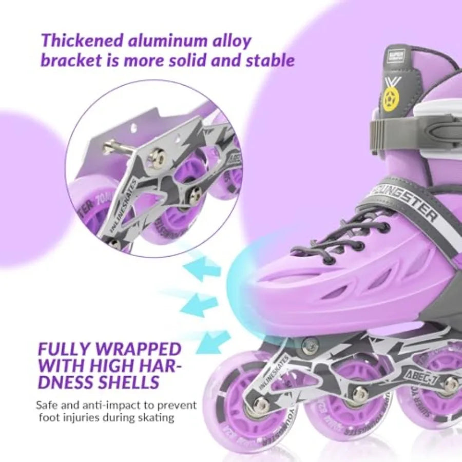 Adjustable Inline Roller Skates with Light Up Wheels