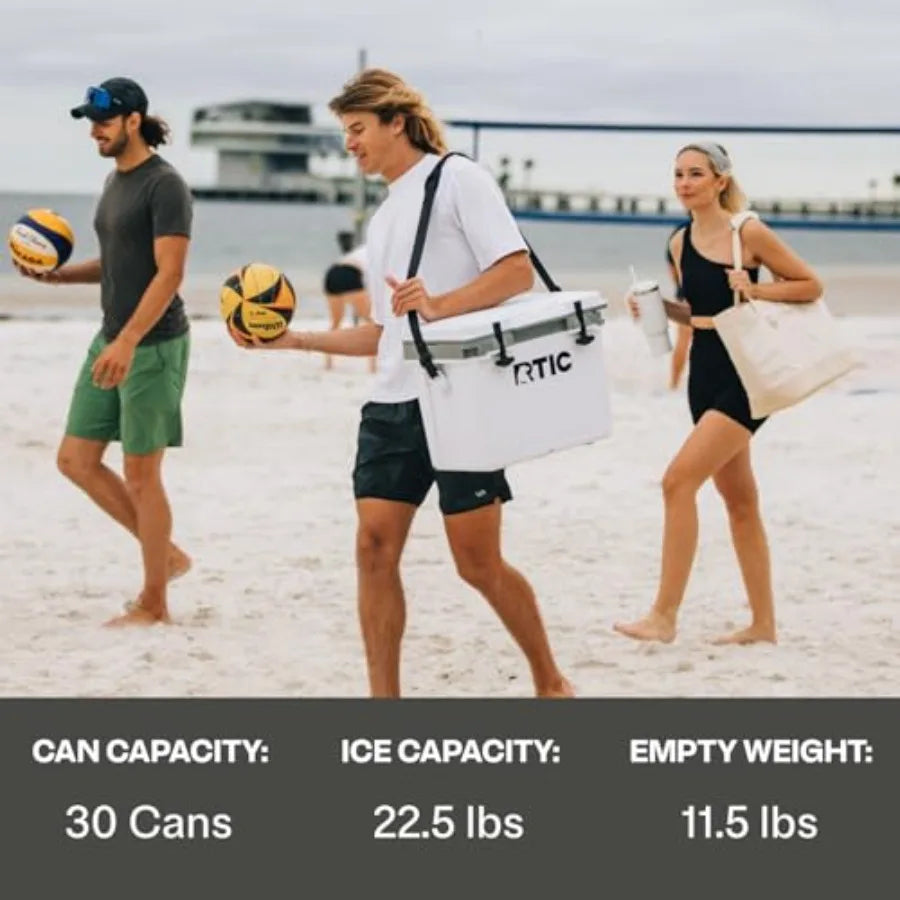 Ultra-Light 32 Quart Hard Cooler Insulated Portable Ice Chest Box for Drink, Beverage, Beach, Camping, Picnic, Fishing, Boat