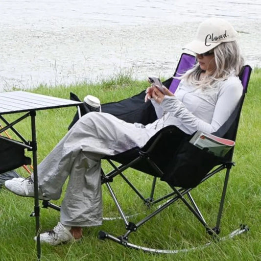 Oversized Rocking Camping Chair with Headrest and Carry Bag