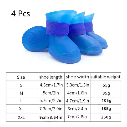 4Pcs Pet Waterproof Rain Shoes, Anti-slip Rubber Boots for Small, Medium, and Large Dogs/Cats