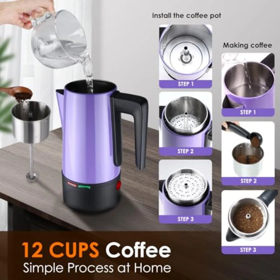 Electric Stainless Steel Coffee Percolator 12cups