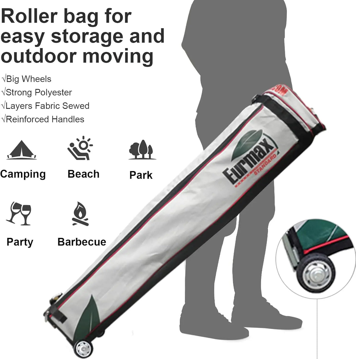 10x10ft Pop Up Canopy, Heavy Duty Portable Shelter Gazebo with Patented No-Tip Rolling Storage Bag and 4 Sandbags, UV & Water Resistant, Purple