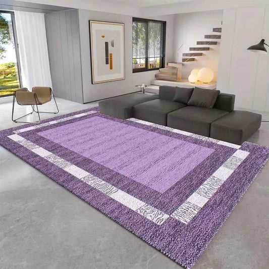 Purple Border Geometric Area Rug Non-Slip Washable Floor Carpet