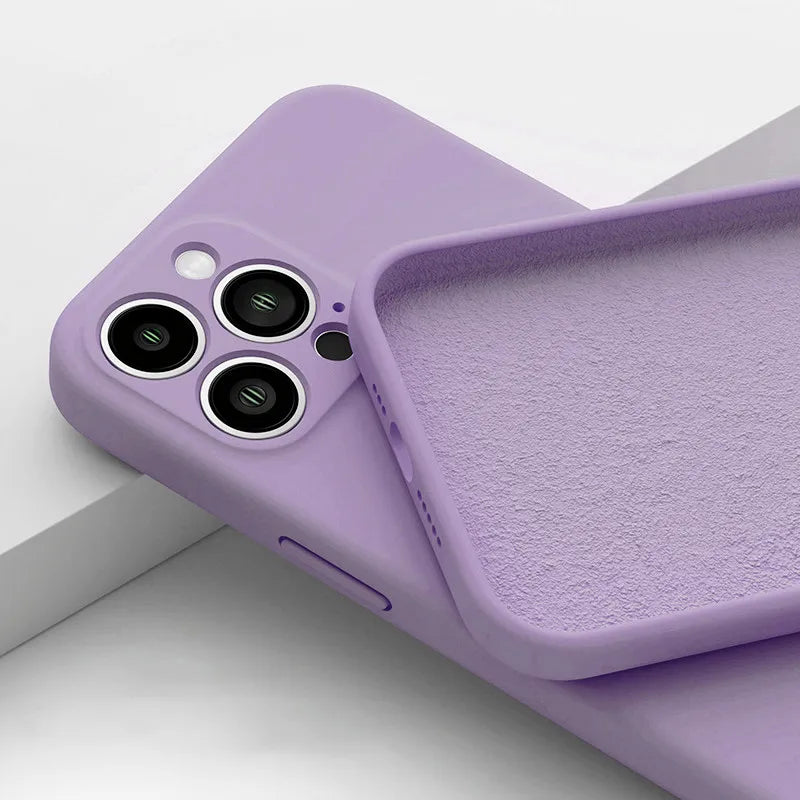 Purple Liquid Silicone Shockproof Phone Case For iPhone 16 13 15 Pro Max 12 11 14 Plus X XS XR