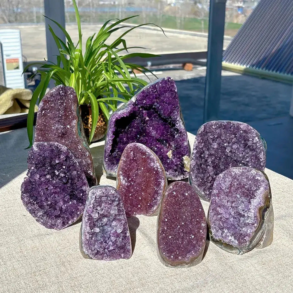 200-300g Brazilian Amethyst Crystal Cluster Natural Deep Purple Decorative Stone Rough Texture