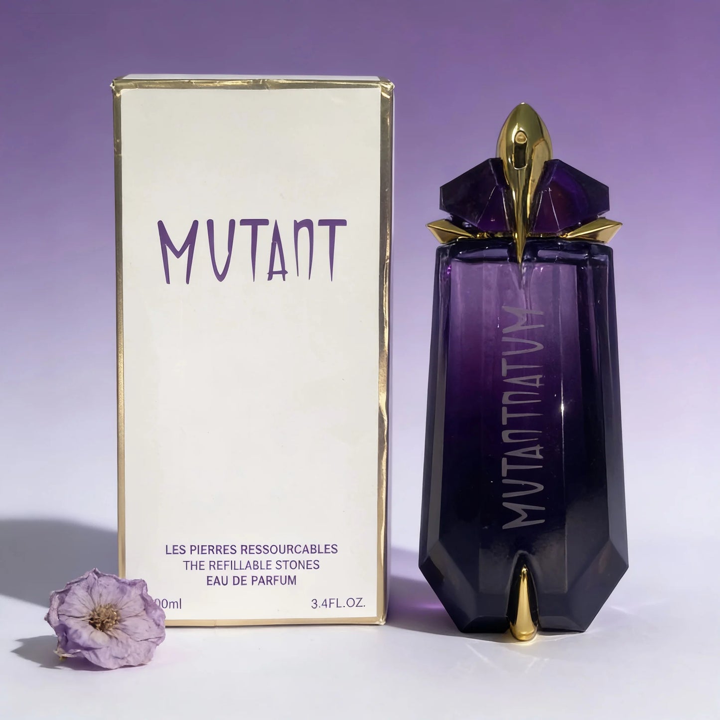 Mutant Eau de Parfum Refillable Stones: Luxe Purple Faceted Bottle, Long-Lasting Scent for Women