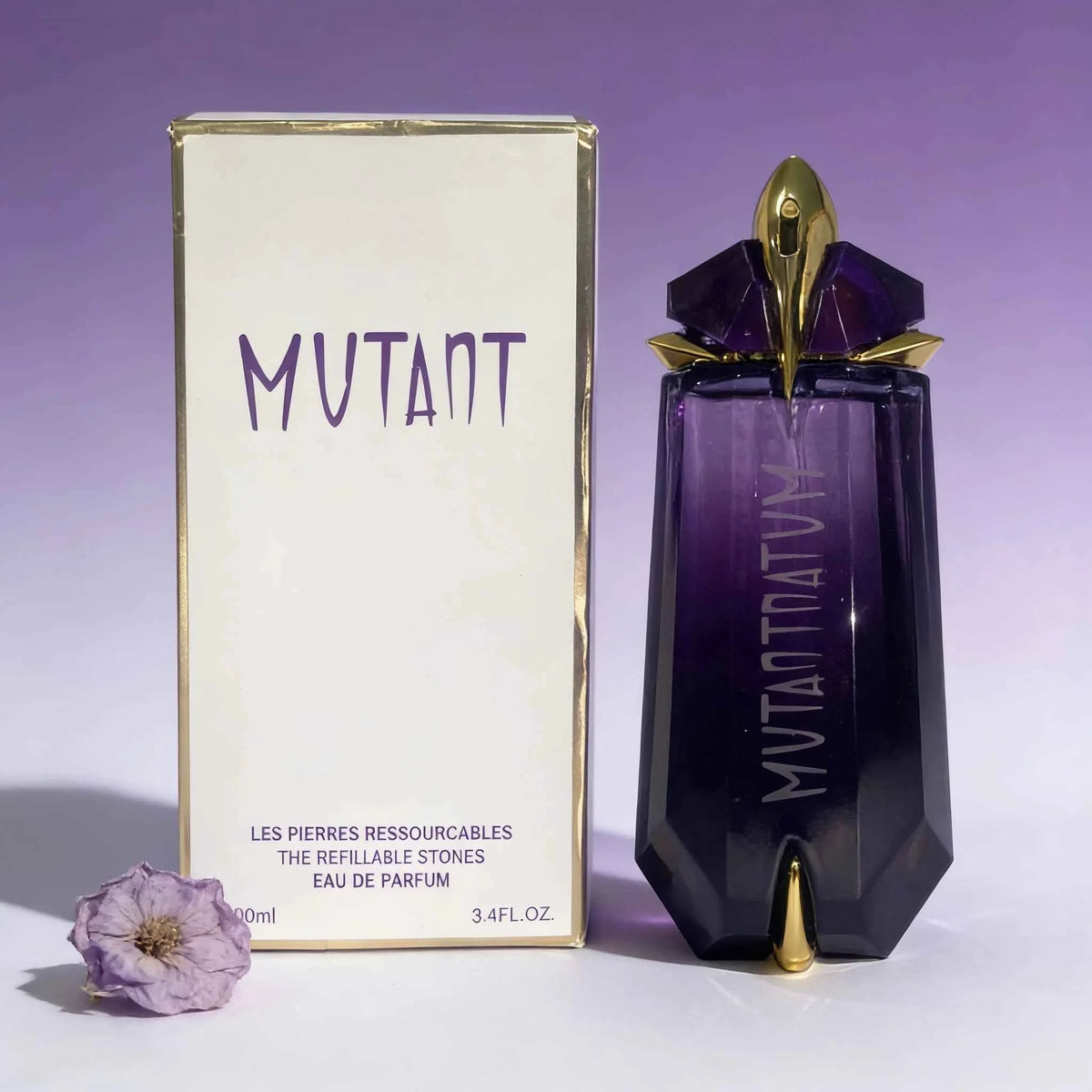 Mutant Eau de Parfum Refillable Stones: Luxe Purple Faceted Bottle, Long-Lasting Scent for Women - Purpleobsessions
