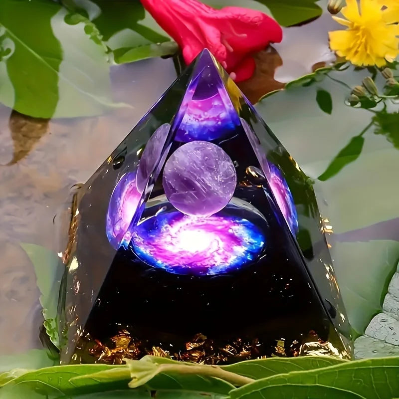 1pc Relieve Stress and Attract Wealth with Our Homeopathic Amethyst Crystal Ball Pyramid,