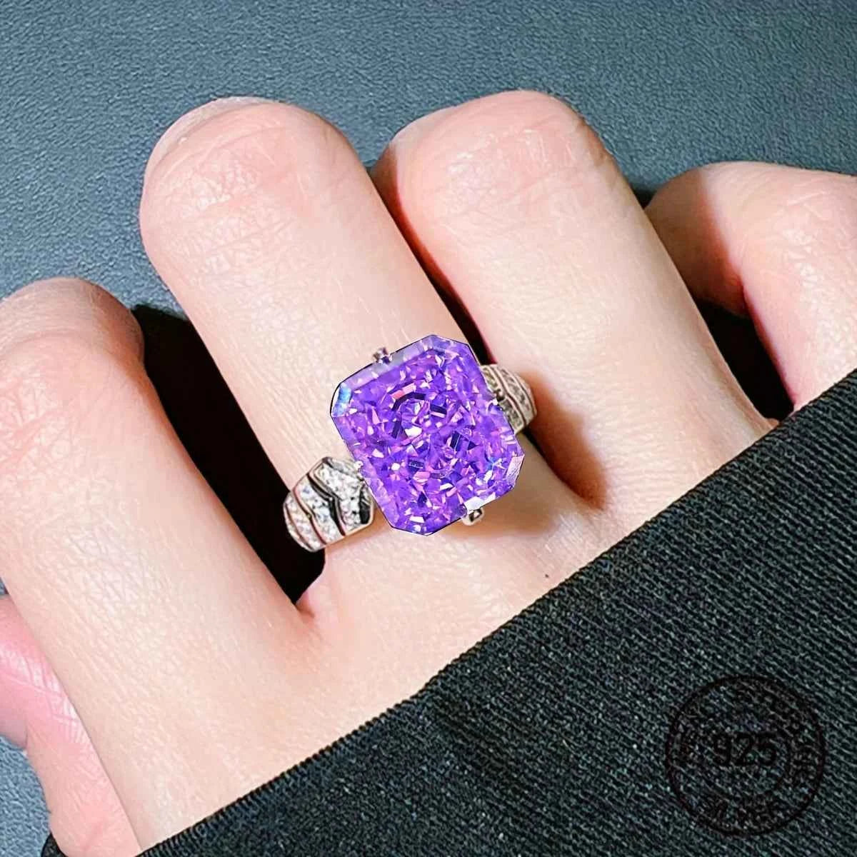 Luxury 925 Sterling Silver Ice Flower Cut Purple Kunzite Gemstone Zircon Wedding Band Rings For Women Dazzling Bridal Jewelry - Purpleobsessions