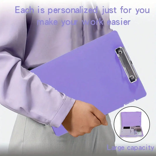 Purple File Folder Organizer Box, 1-Piece, Desktop Document Holder, Letter Size, Portable, Clipboard
