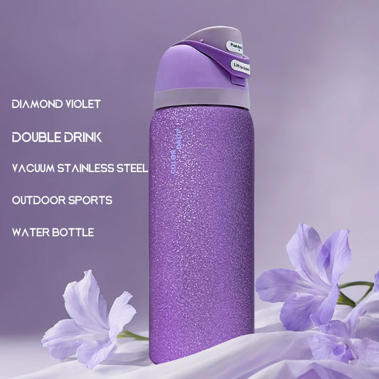 Owalaa Diamond Purple Bottle, 32 oz, 945 ml, retains heat for over 24 h.