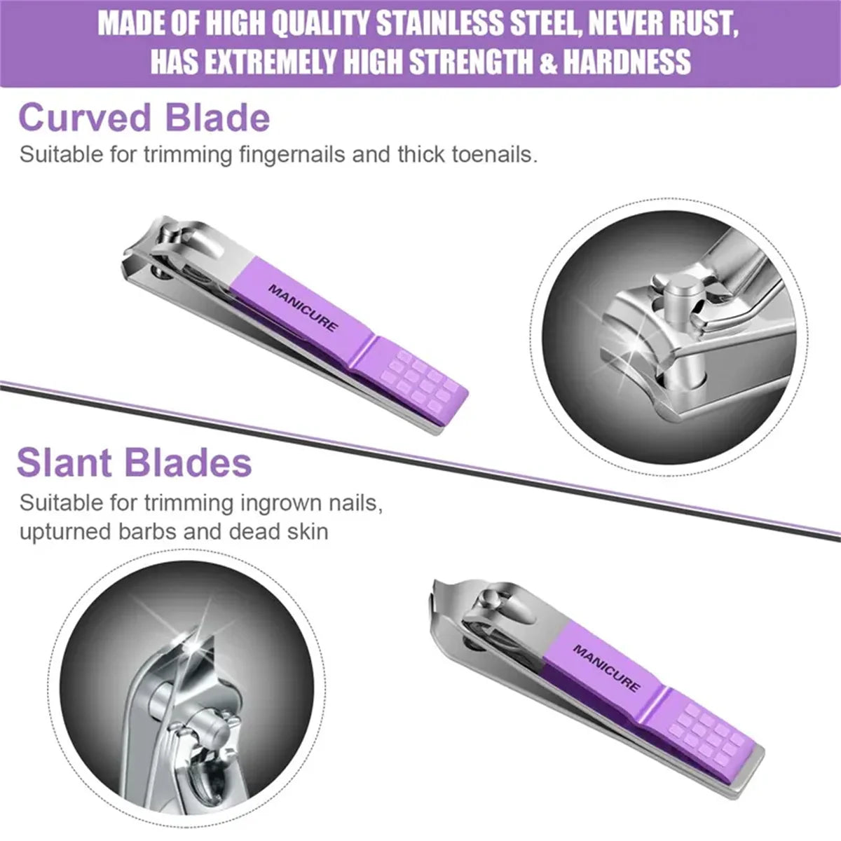 Manicure Pedicure Kit: 16 Pieces Stainless Steel