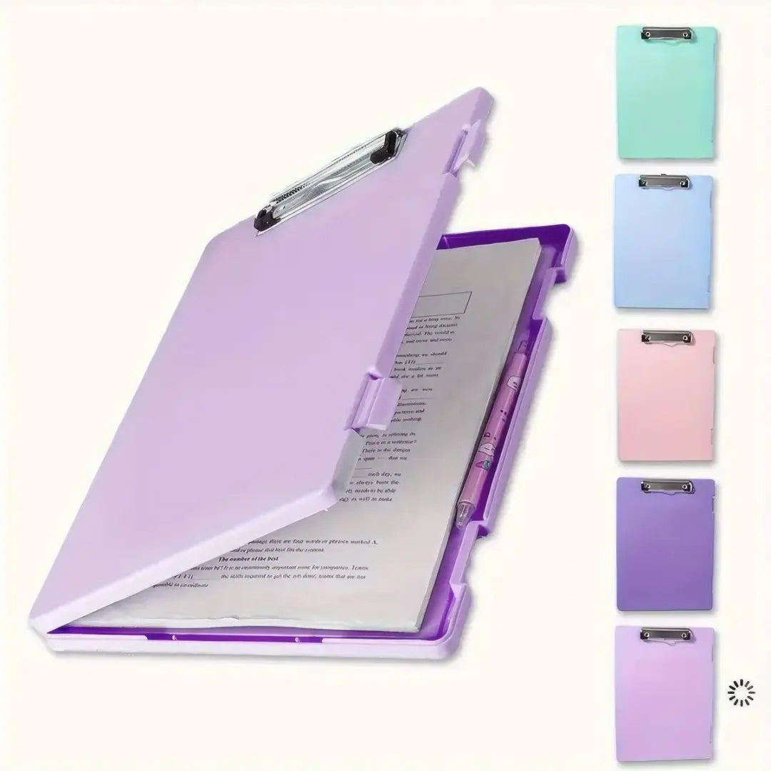 Purple File Folder Organizer Box, 1-Piece, Desktop Document Holder, Letter Size, Portable, Clipboard