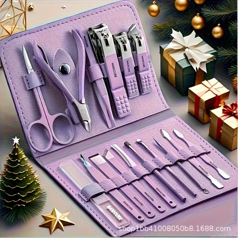 Manicure Pedicure Kit: 16 Pieces Stainless Steel