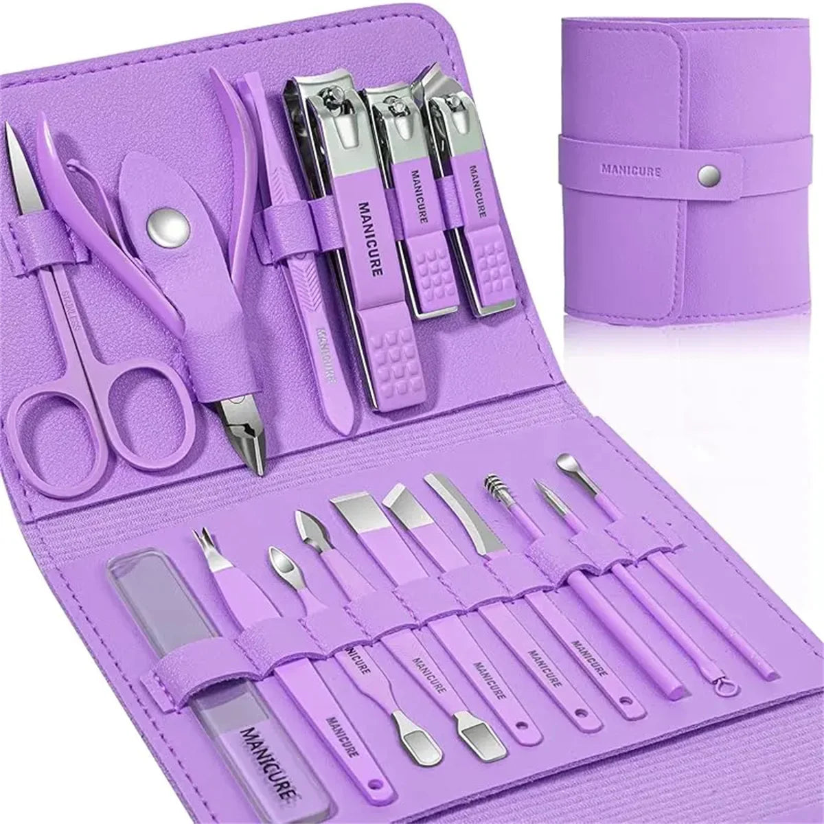 Manicure Pedicure Kit: 16 Pieces Stainless Steel