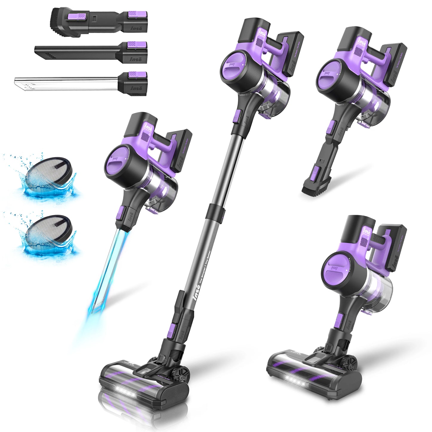 Cordless Vacuum Cleaner, 6-in-1 Stick Vacuum with 30Kpa 350W Suction, Max 50 Min Runtime Rechargeable