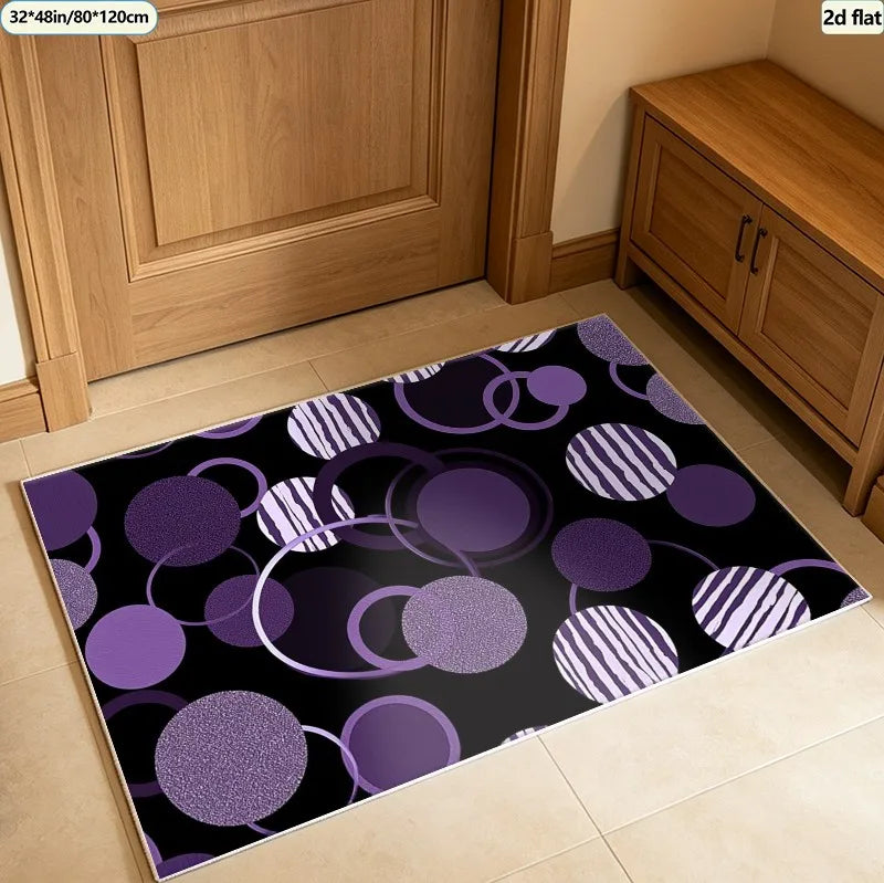 Purple Circular Abstract Geometric Carpet,