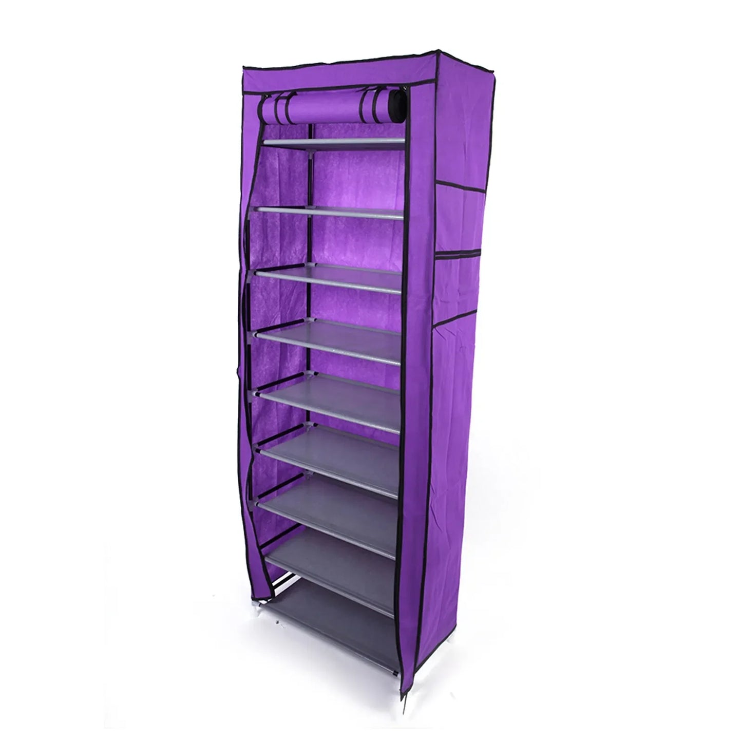 10 Layer 9 Grid Shoe Rack Shelf Storage Closet Organizer Purple