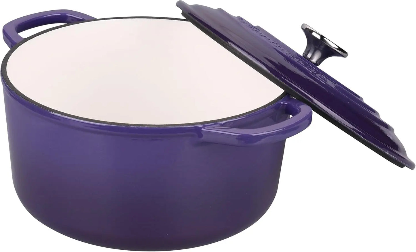 Purple Enameled Cast Iron Dutch Oven, 6 Quart, for Baking Bread & Slow Cooking