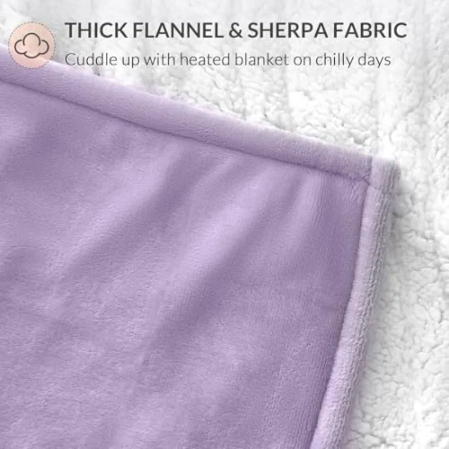 LuxeHeat Heated Blanket Electric Blanket, Soft Flannel Sherpa Heated, Heating Blanket with 5 Heat Settings, 3 hrs Timer Auto