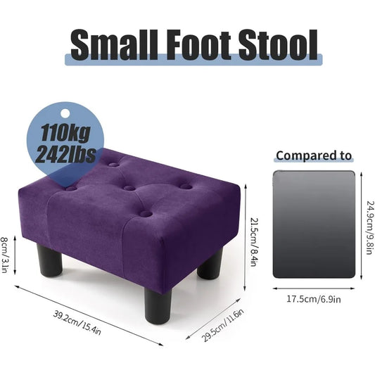 Velvet Footstool with Legs