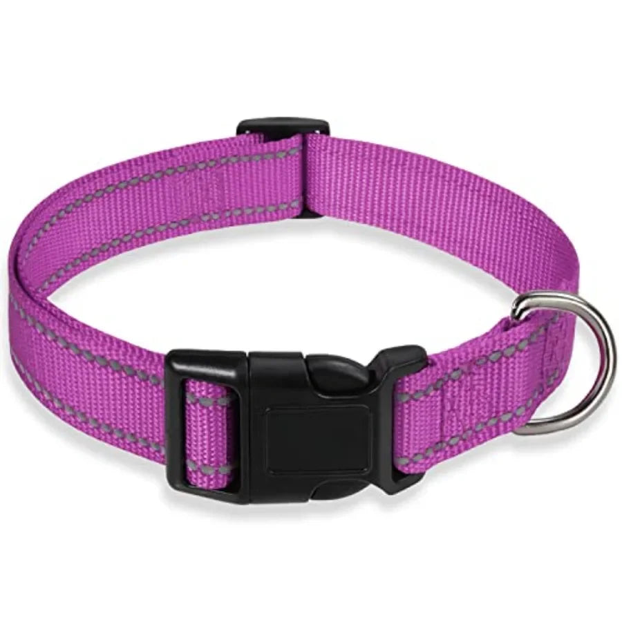 Reflective Dog Collar with Buckle Adjustable Safety Nylon Collars