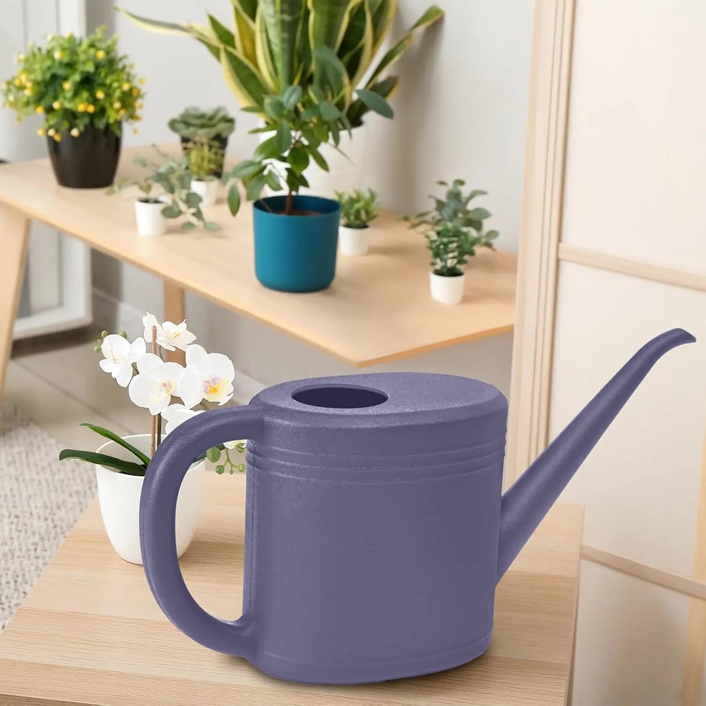Purple Watering Can with Long Spout for Home Garden, 1/4 Gallon Capacity