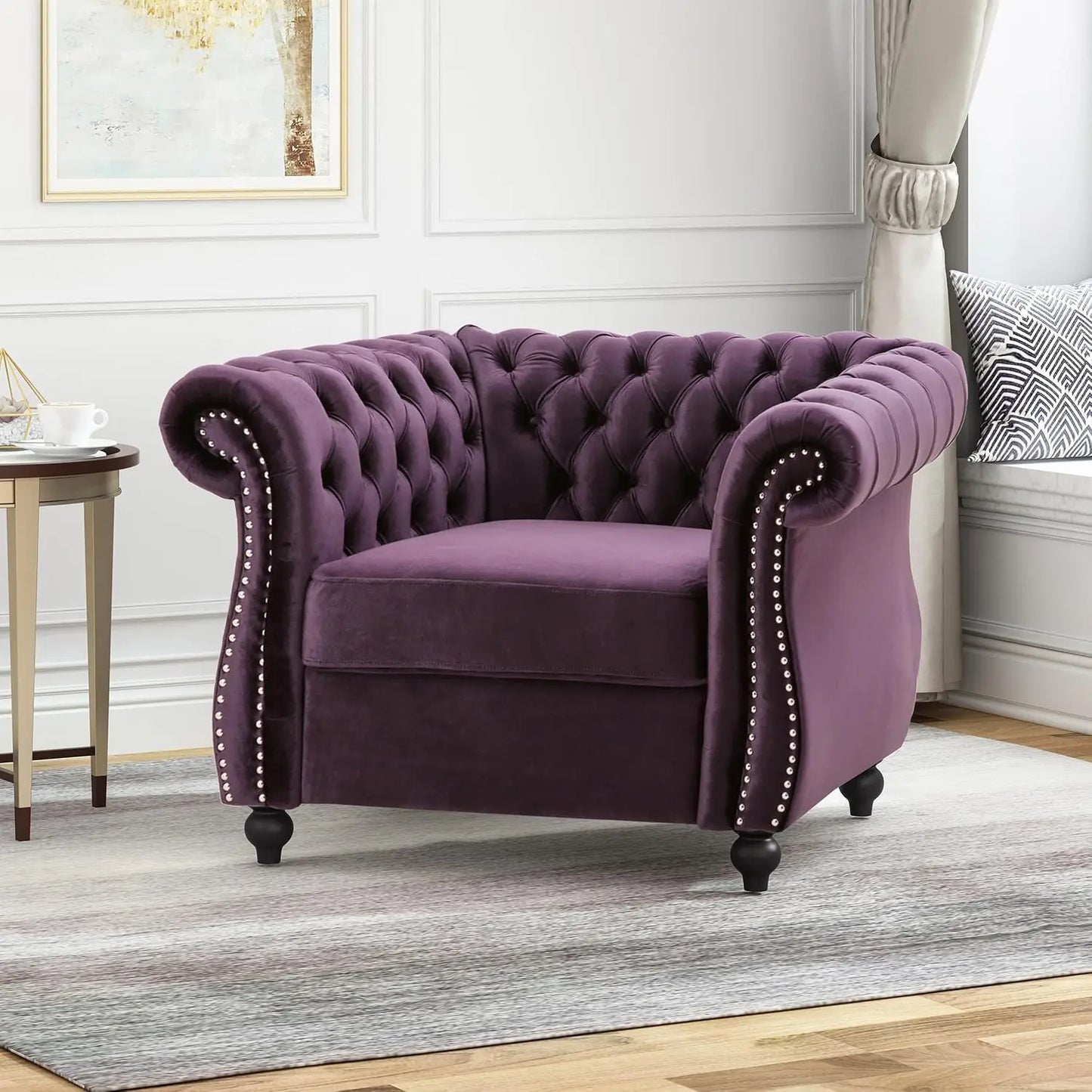 Tufted Velvet Club Chair Button-Tufted Upholstered Accent Seat