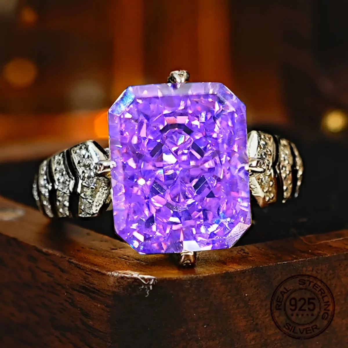 Luxury 925 Sterling Silver Ice Flower Cut Purple Kunzite Gemstone Zircon Wedding Band Rings For Women Dazzling Bridal Jewelry