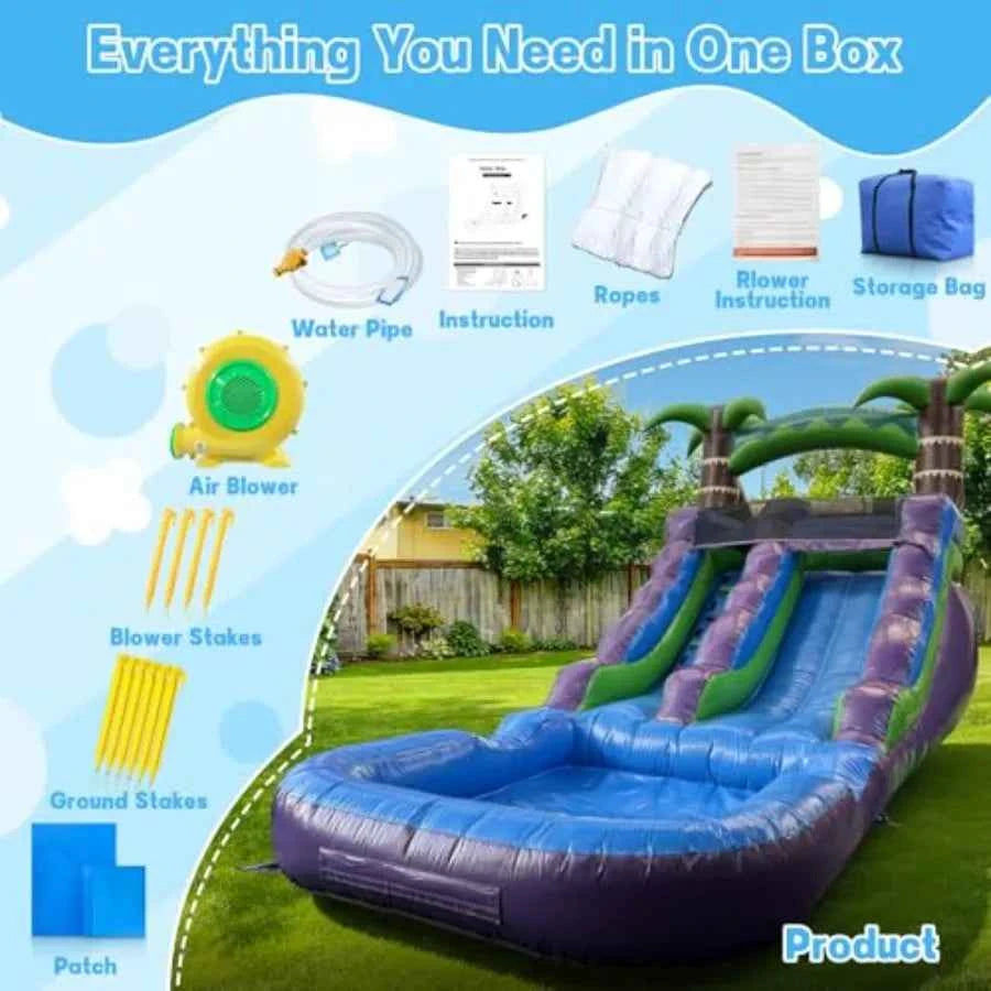 Inflatable water slide 21'x9'x12' with pool - Purpleobsessions