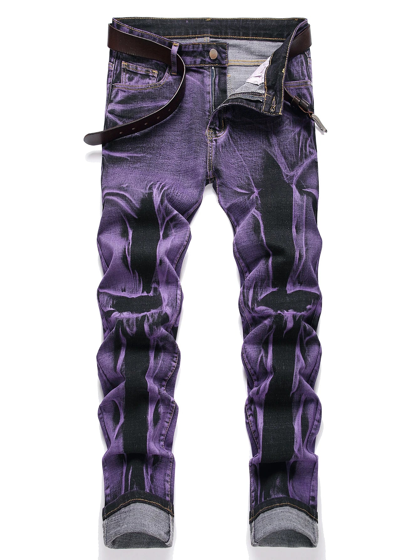 Stretch Slim Fit Jeans - Men's Mid Waist Distressed And Ripped Denim Jeans