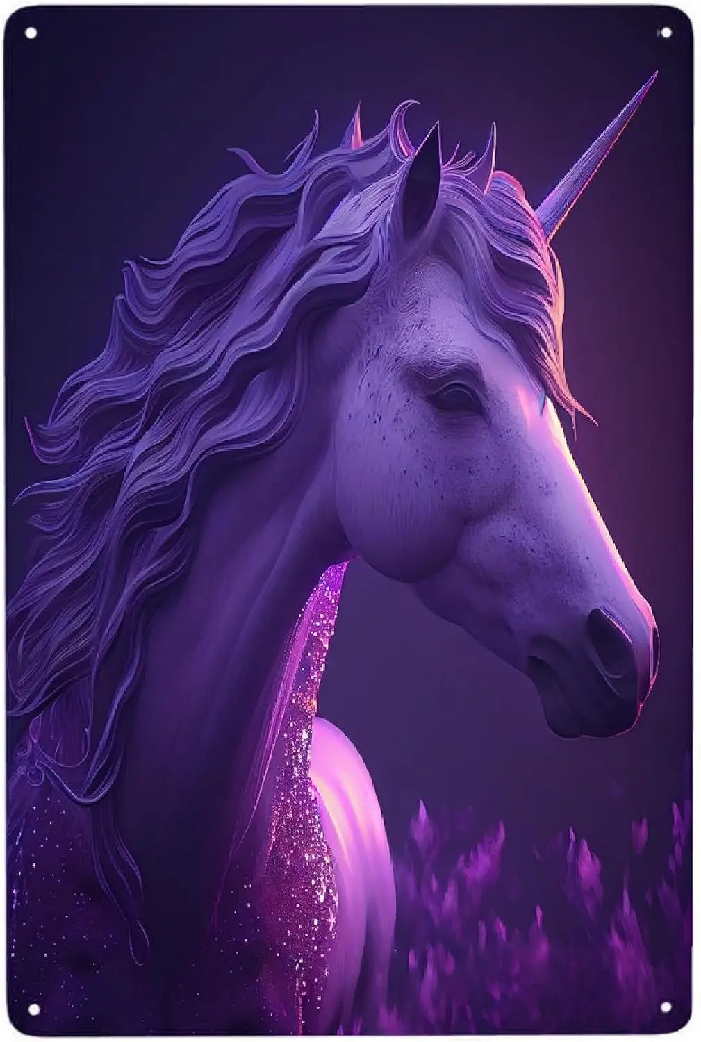 Purple Unicorn Metal Poster Sign Decor Funny Aluminum 12x8 Inch Posters