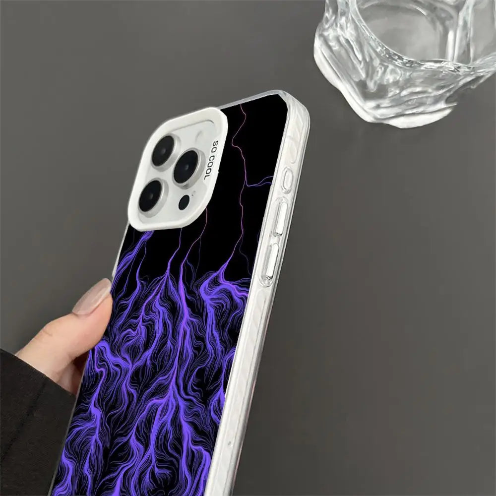 Purple lightning Phone Case case for iPhone17 16 15 14 13 12 11 Pro/ Max/Plus shock-proof rear cover anti-fingerprint