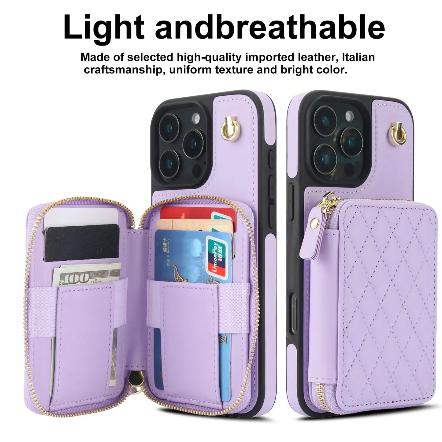 Crossbody Wallet Case for iPhone 16/15/14/13/12/11 Pro Max 7 8 Plus X XS Max XR,RFID Blocking Zipper Handbag Purse Flip Cover