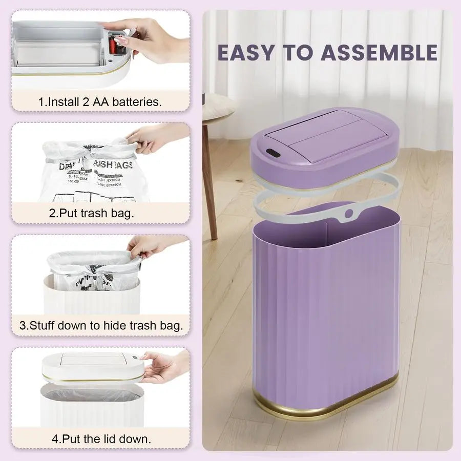 Bathroom Trash Can with Lid Butterfly, Motion Sensor Trash Can