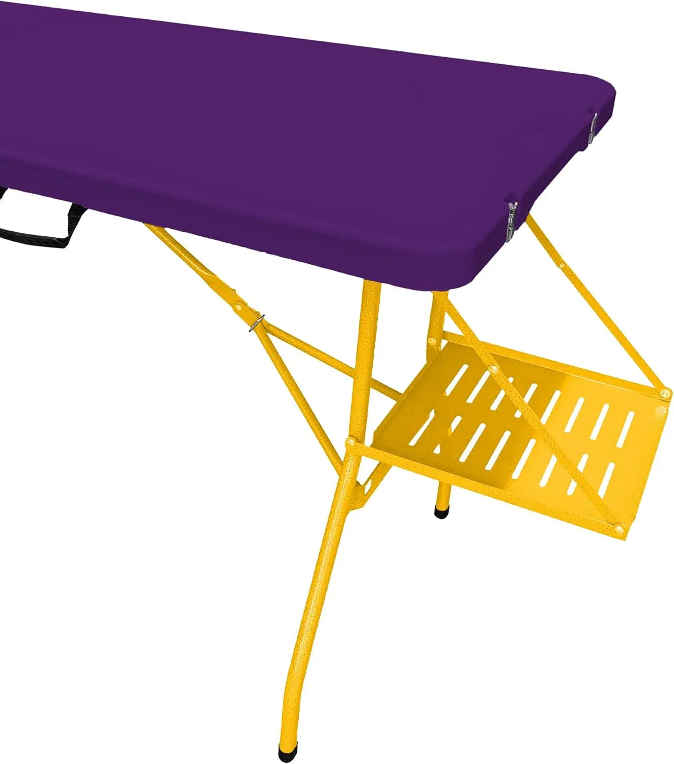 Creative Outdoor Folding Table and Chairs, 6 Ft, Built-in Wheels, Portable Durable Plastic (Purple & Yellow)