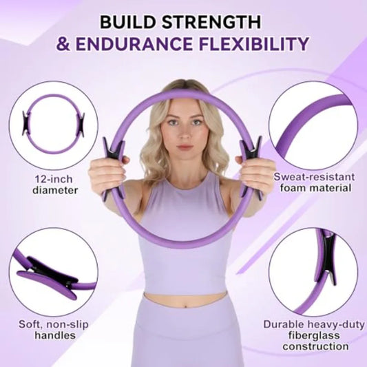Fitness Set: Pilates Ring, Ball, Resistance Bands, 12'' Magic Circle, 9.8'' Ball