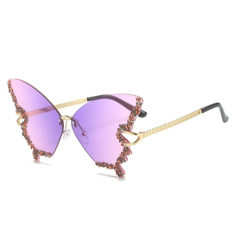 Butterfly Sunglasses  w/Diamond Rhinestones