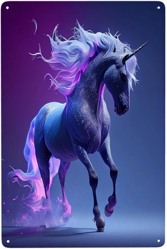 Purple Unicorn Metal Poster Sign Decor Funny Aluminum 12x8 Inch Posters