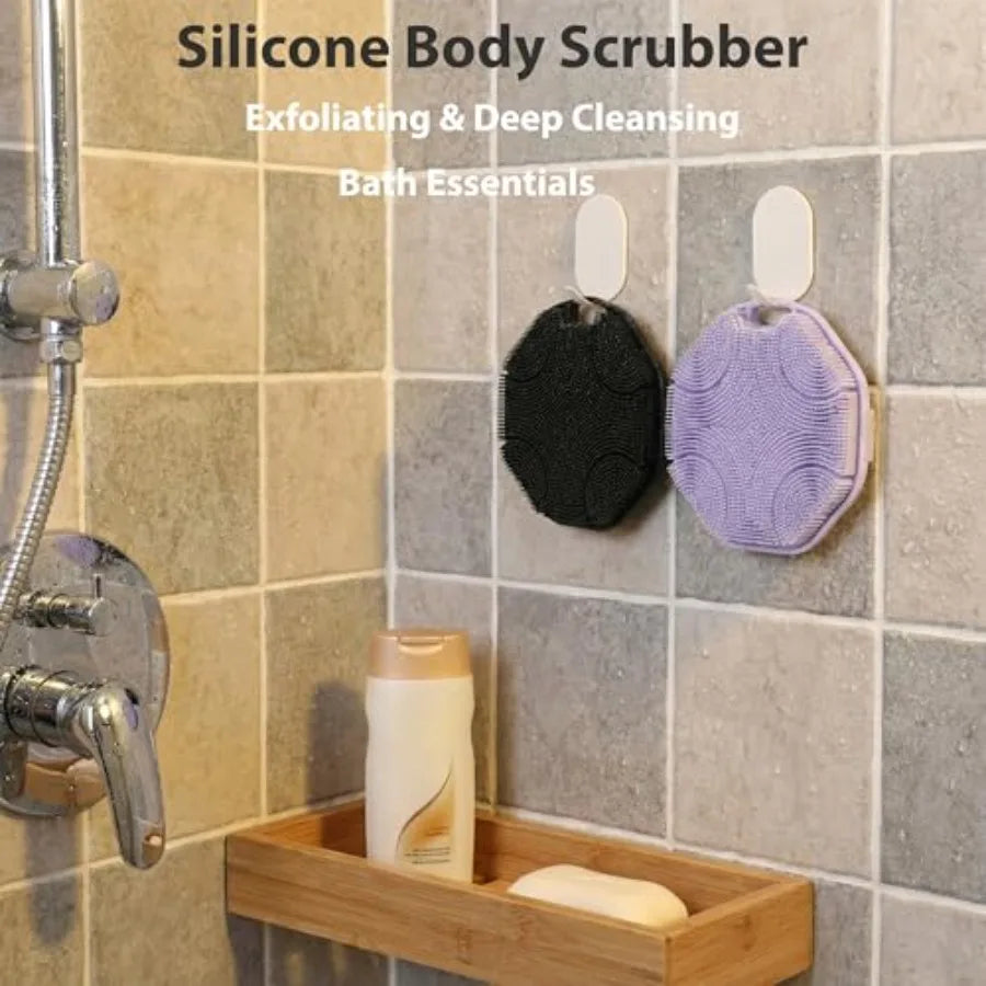 2 Pack Silicone Exfoliating Body Scrubber with Handle