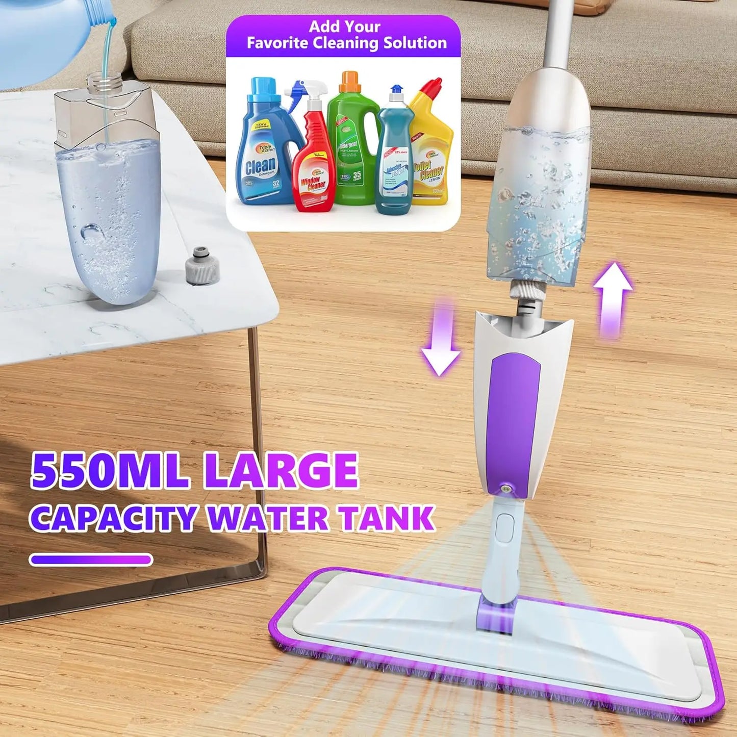 Microfiber Spray Mop for Floor Cleaning - Wet Dry Mop with Sprayer and Washable Pads