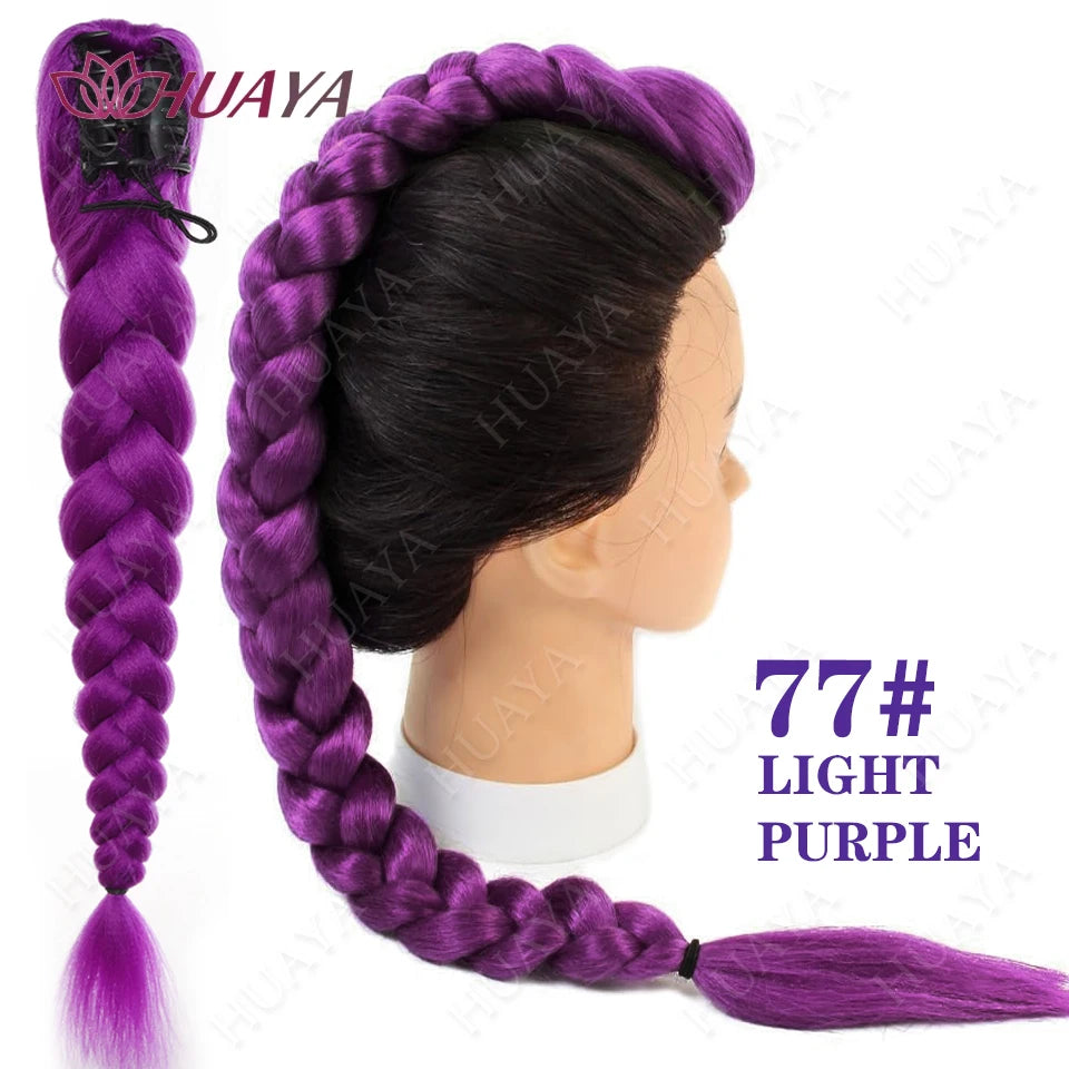 Synthetic Long Braided Purple Hair Ponytail Extension
