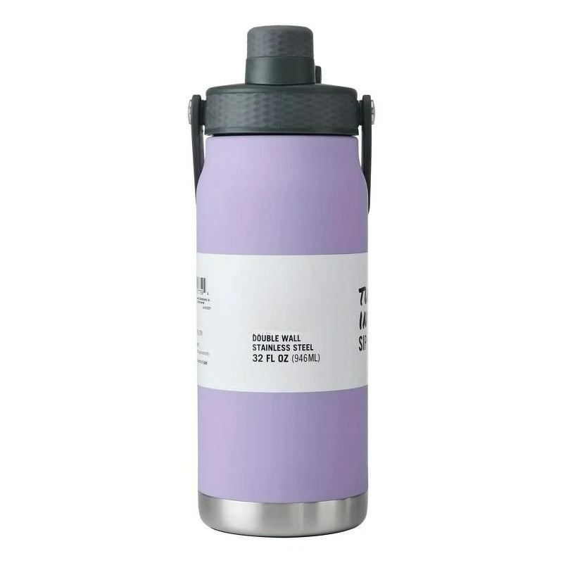 32 oz Dual Lid Double-Wall Stainless Steel Insulated Water Bottle, Lavender