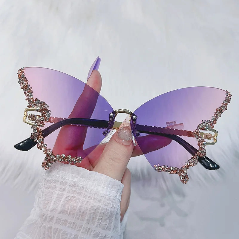 Butterfly Sunglasses  w/Diamond Rhinestones