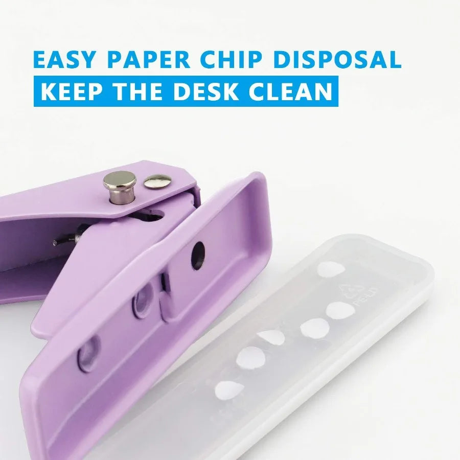 Handheld Single Hole Puncher with 1/4 Inches Diameter for 20 Sheets Capacity Metal Construction