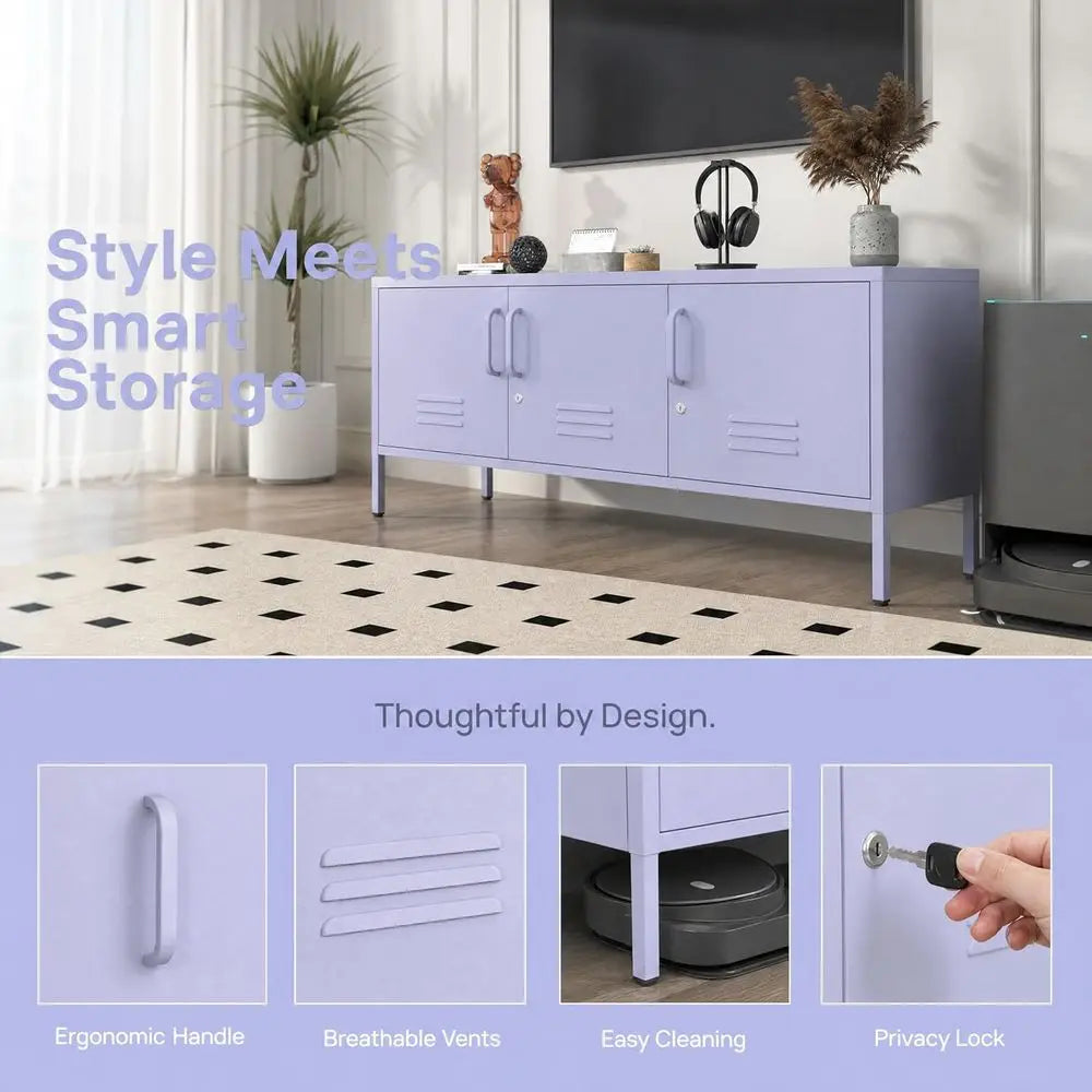 Adjustable Shelf Metal Storage Cabinet, 22H x 47.3W x 13.8D