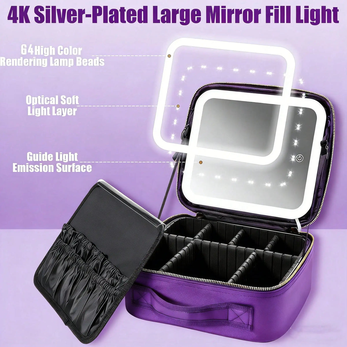 Large Capacity Travel Makeup Bag with 6 Compartments
