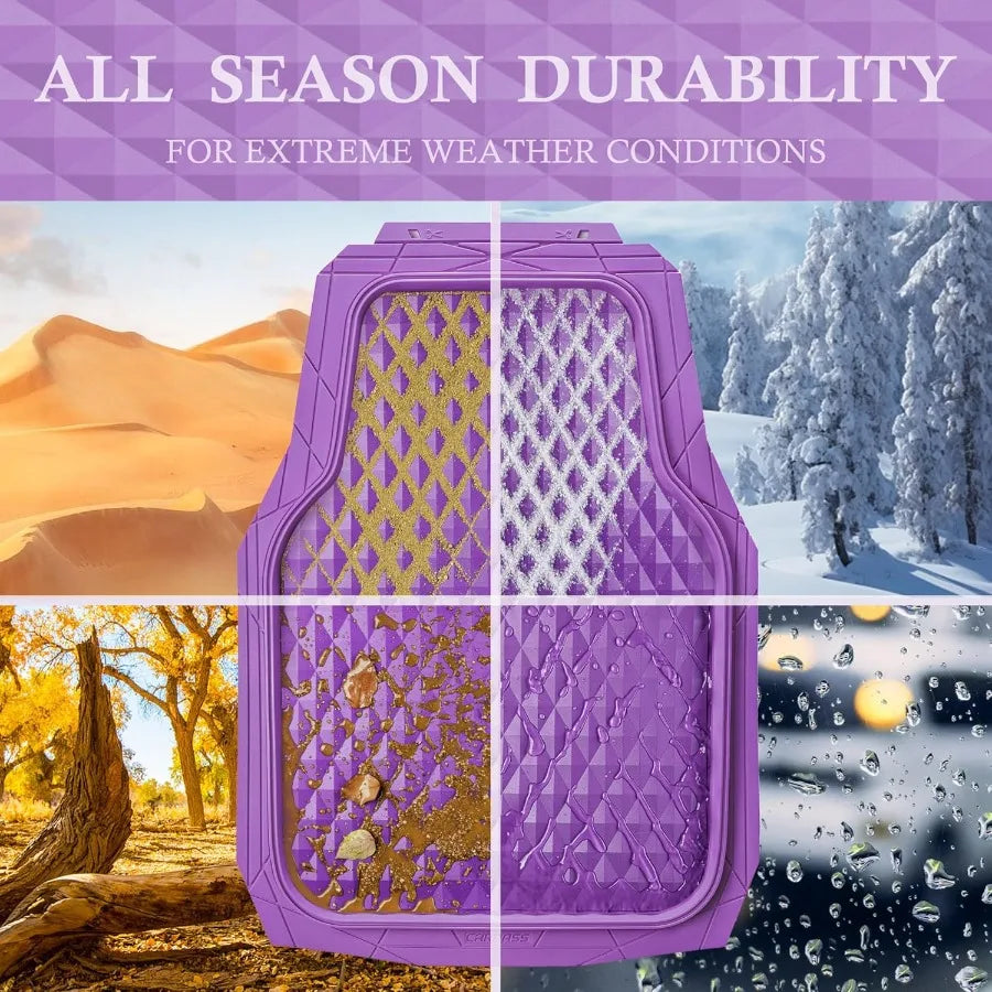 Heavy Duty Rubber Purple Car Floor Mats Cargo Liners