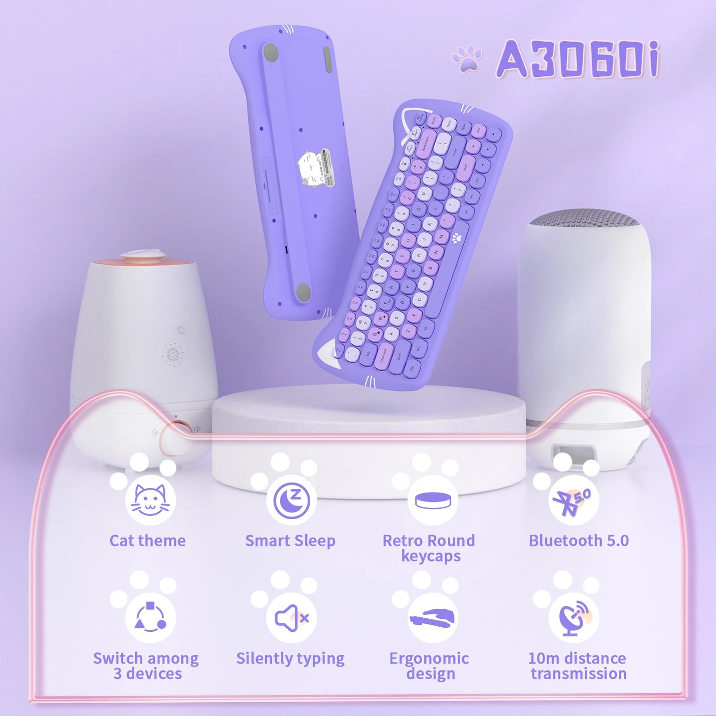 AJAZZ 3060i Wireless Cute Computer Keyboard