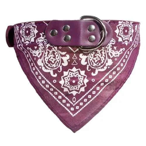 Adjustable Dog Bandana Leather Printed Soft Collar